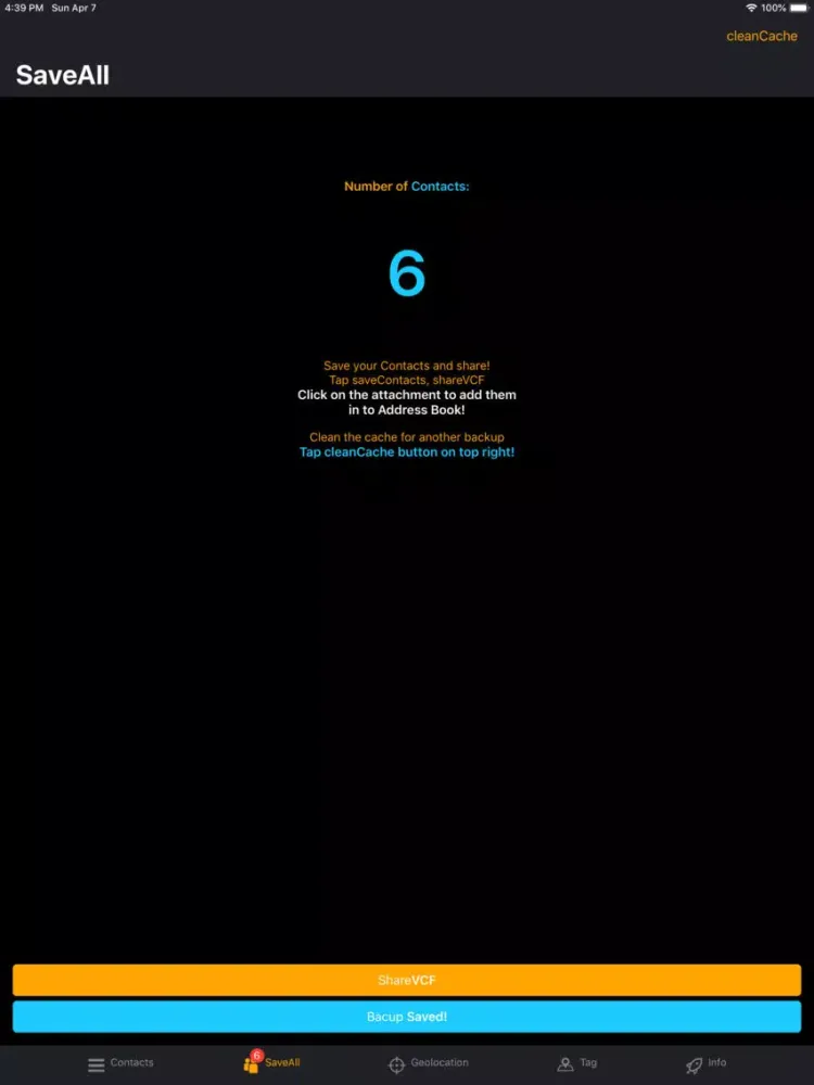 bacKontacts iPad 应用截图
