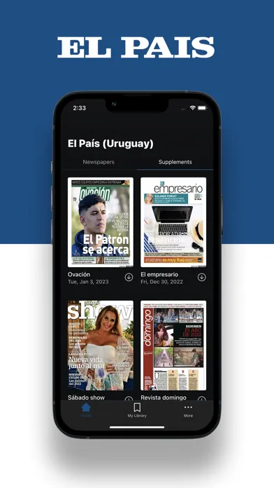 Captures d'écran de El País Epaper