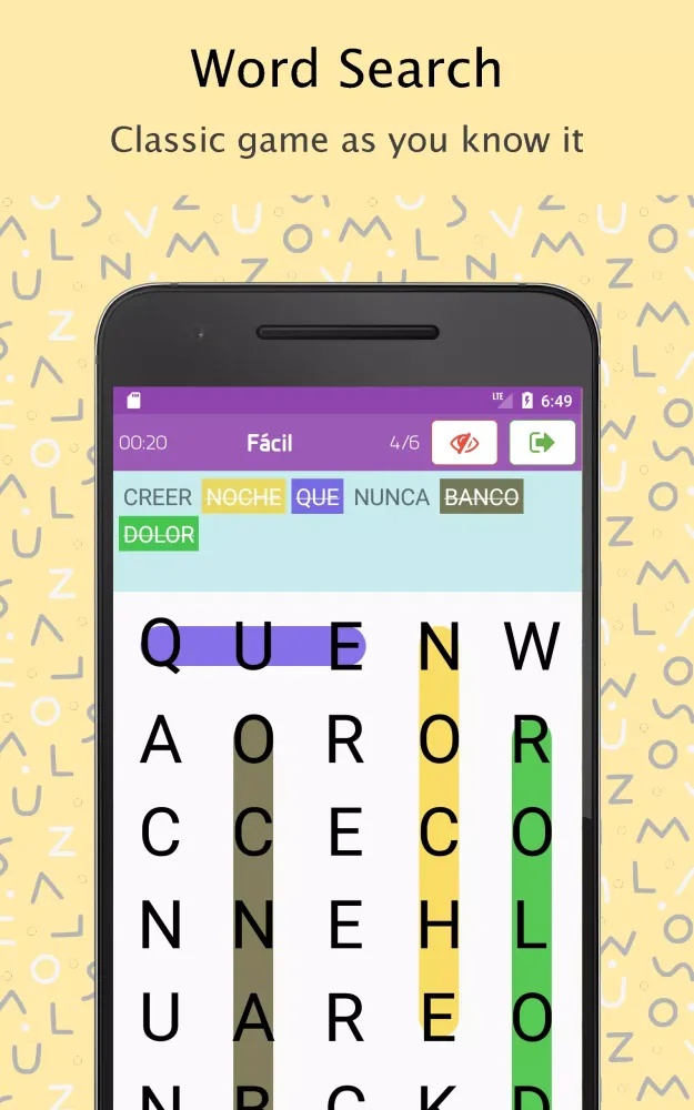 Tangkapan layar Sopa de Letras (Word Search)