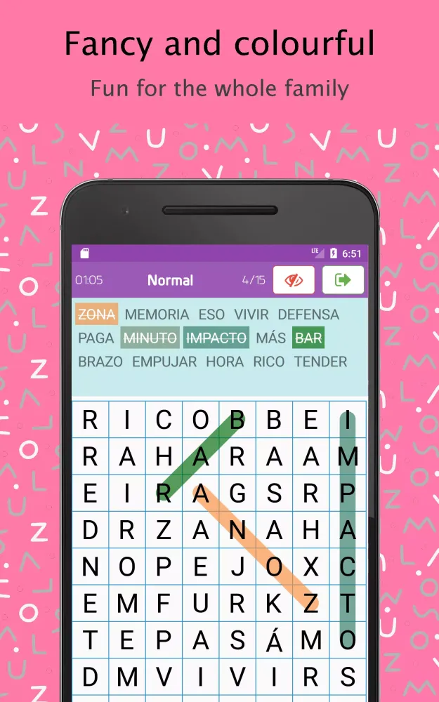 Tangkapan layar Sopa de Letras (Word Search)