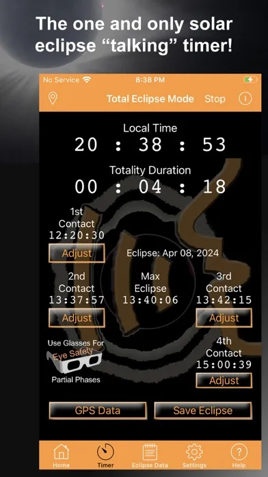 Capturas de tela do Solar Eclipse Timer