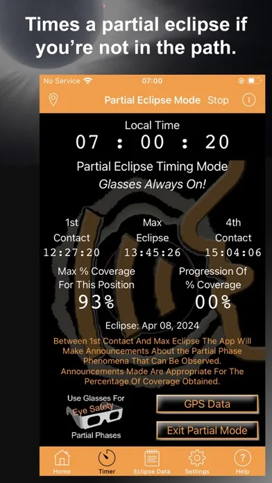 Capturas de tela do Solar Eclipse Timer