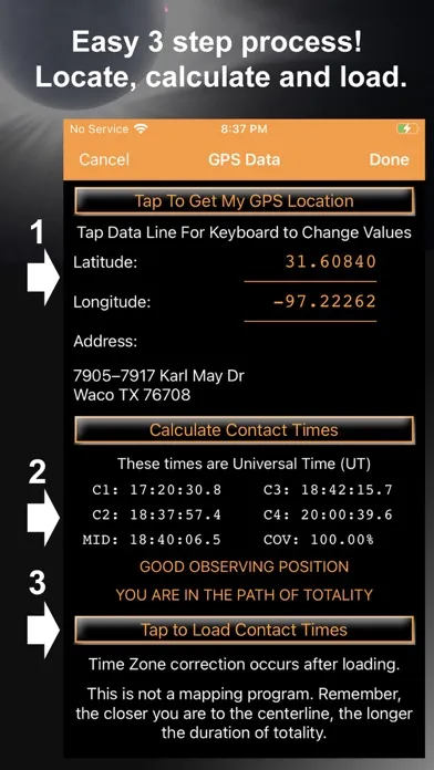 Capturas de tela do Solar Eclipse Timer