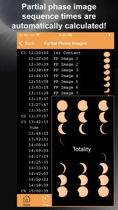Capturas de tela do Solar Eclipse Timer