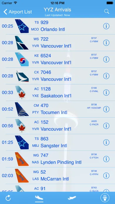 Capturas de pantalla de Canada Airport - iPlane Flight Information