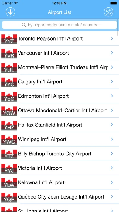 Capturas de pantalla de Canada Airport - iPlane Flight Information