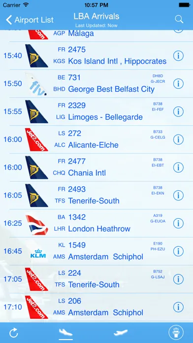 Leeds Bradford Airport - iPlane Flight Information Ekran Görüntüleri