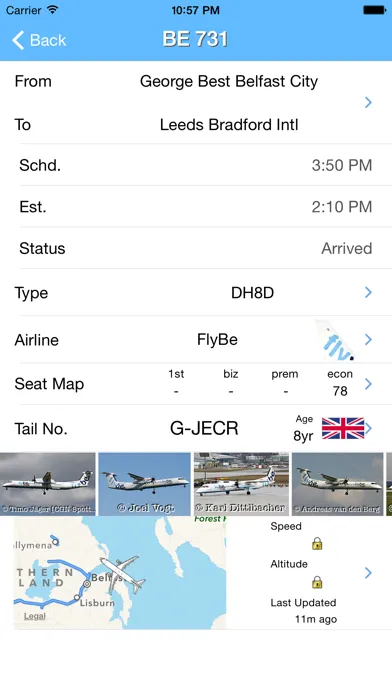 Leeds Bradford Airport - iPlane Flight Information Ekran Görüntüleri