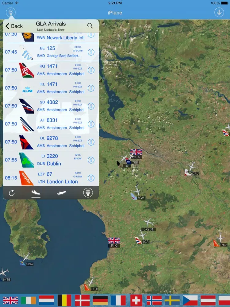 ภาพหน้าจอของ Glasgow Airport - iPlane Flight Information iPad 