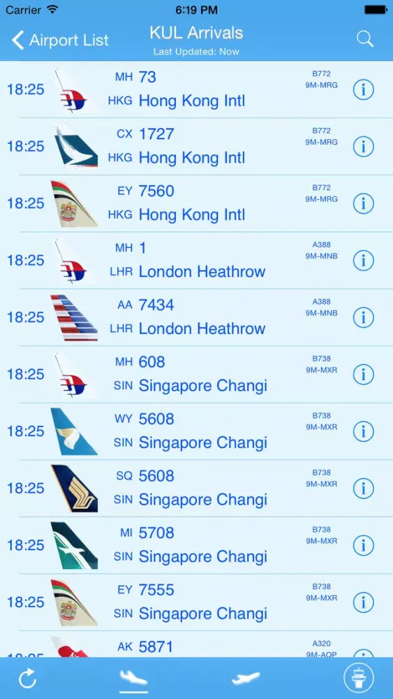 KL Airport iPlane Flight Information - Kuala Lumpur International KLIA स्क्रीनशॉट
