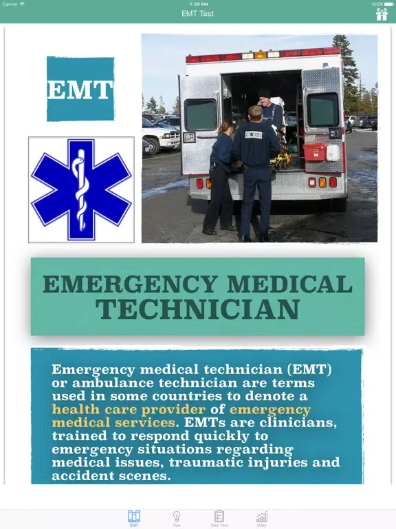 Capturas de tela do EMT Test iPad 