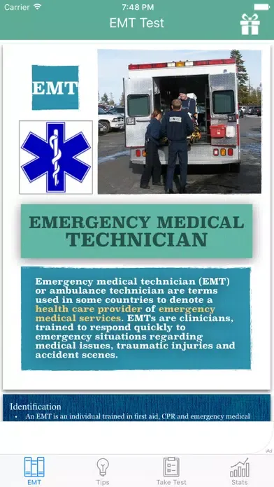 Capturas de tela do EMT Test