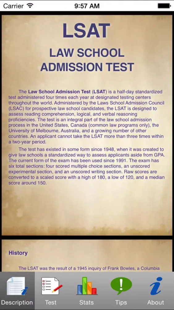 Captures d'écran de LSAT Practice