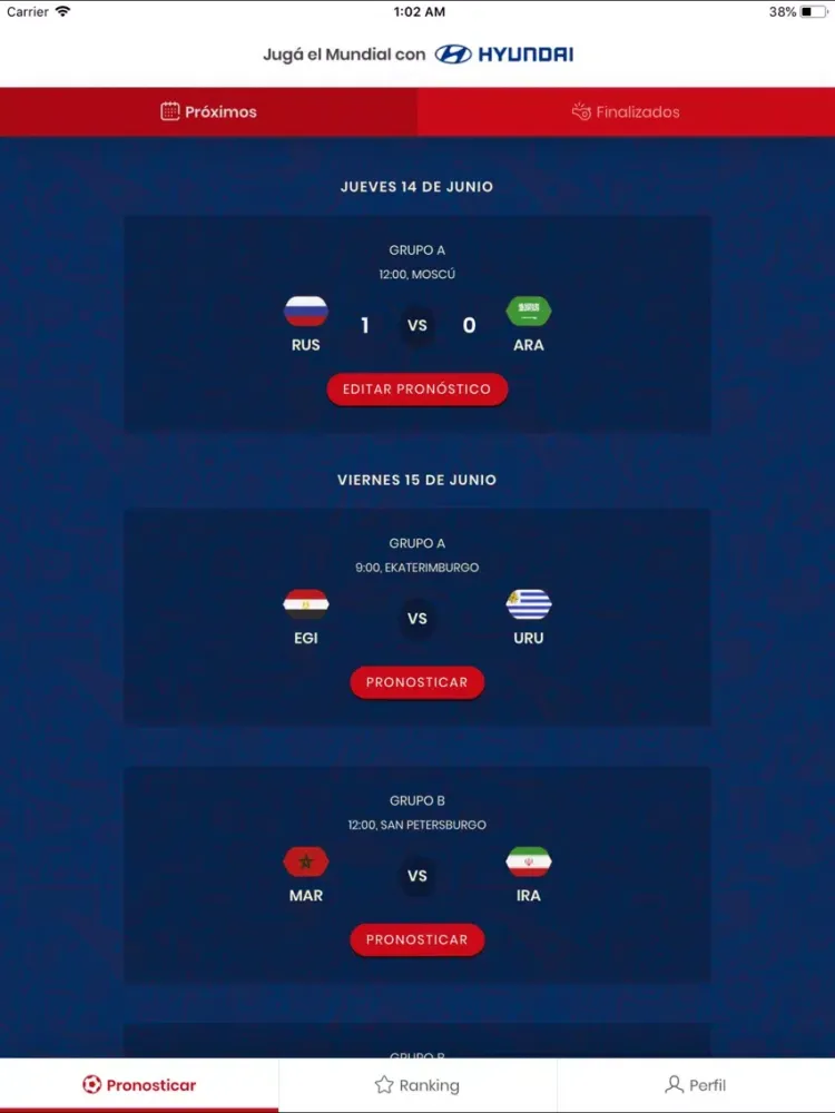 Zrzuty ekranu Penca Mundialista Hyundai iPad 