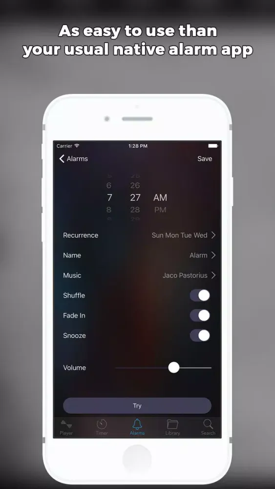 Wakster - Wake up alarm clock for Napster 스크린샷