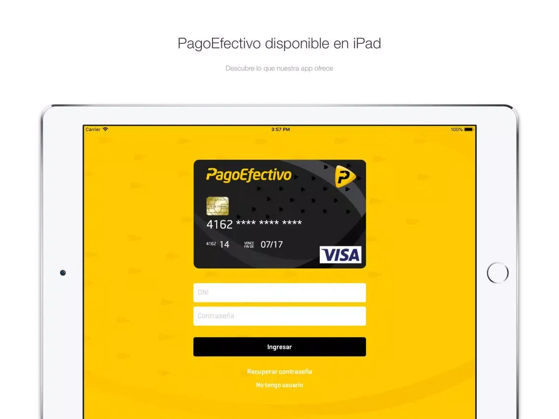 ภาพหน้าจอของ PagoEfectivo iPad 