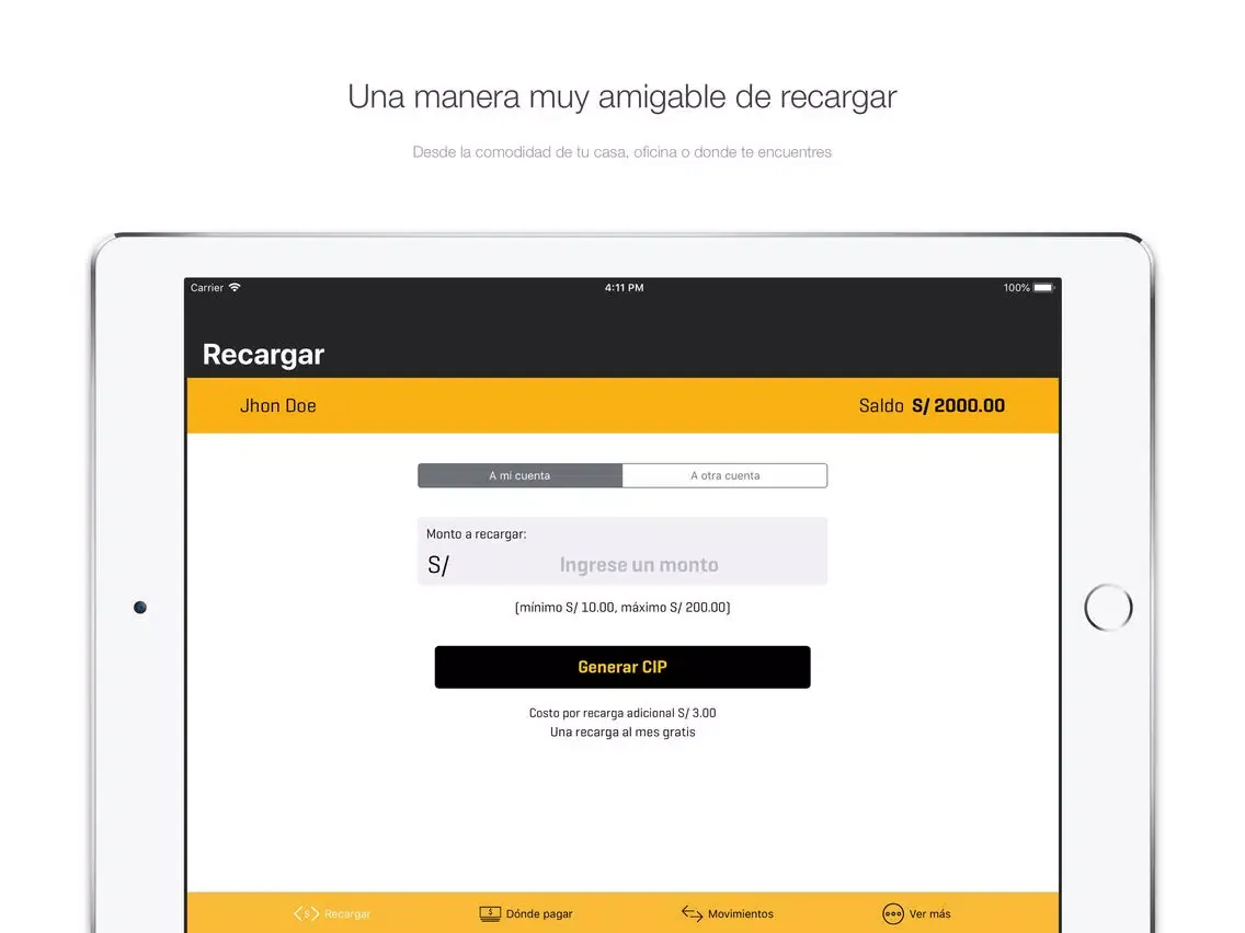 ภาพหน้าจอของ PagoEfectivo iPad 