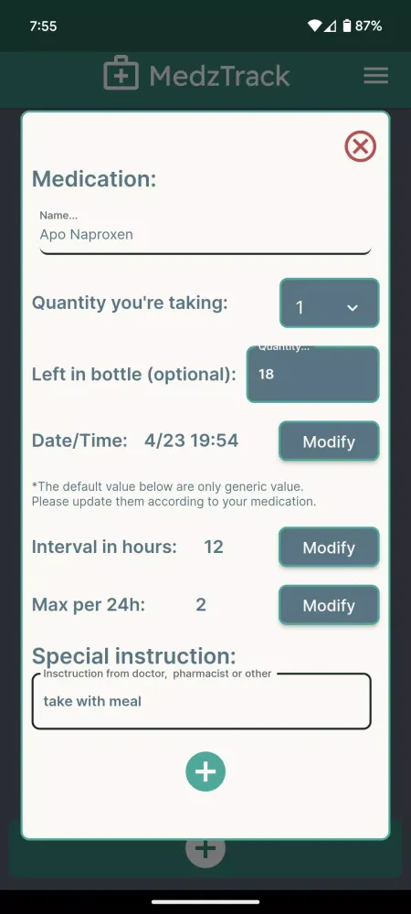 Capturas de tela do MedzTrack medication reminder