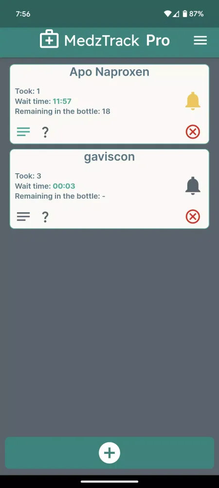 Capturas de tela do MedzTrack medication reminder