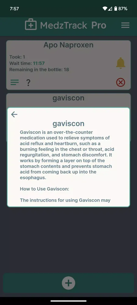 Capturas de tela do MedzTrack medication reminder
