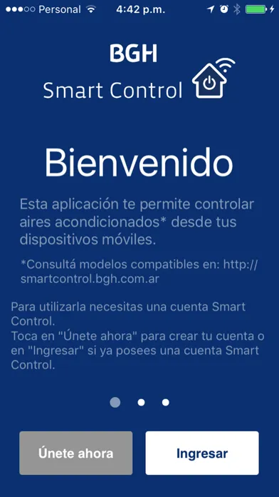 ภาพหน้าจอของ BGH Smart Control