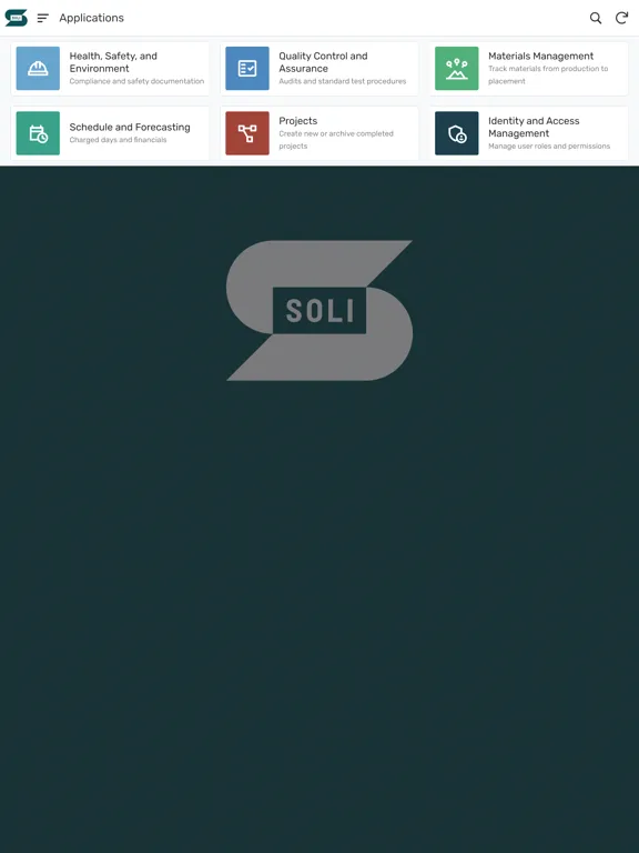 Capturas de tela do Soli Solutions iPad 