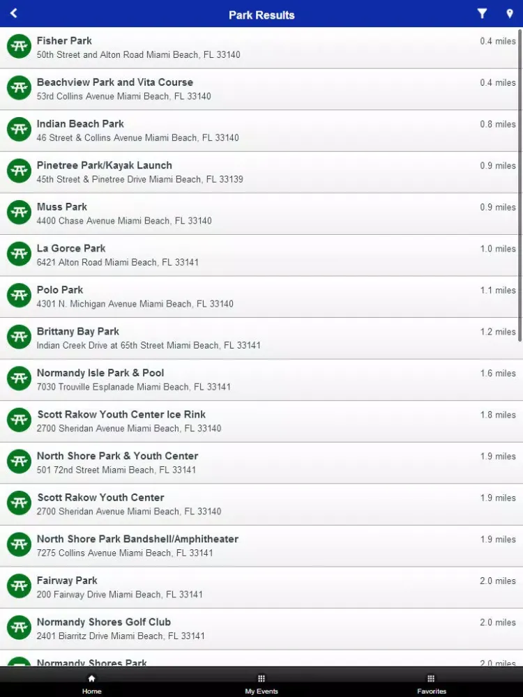 ภาพหน้าจอของ City of Miami Beach Parks and Recreation iPad 