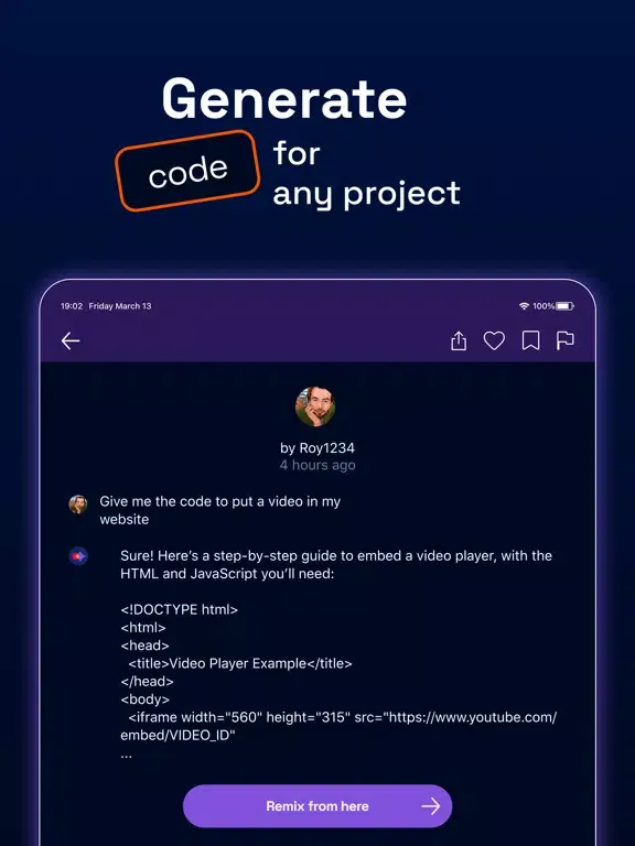 Ảnh chụp màn hình của Create with AI iPad