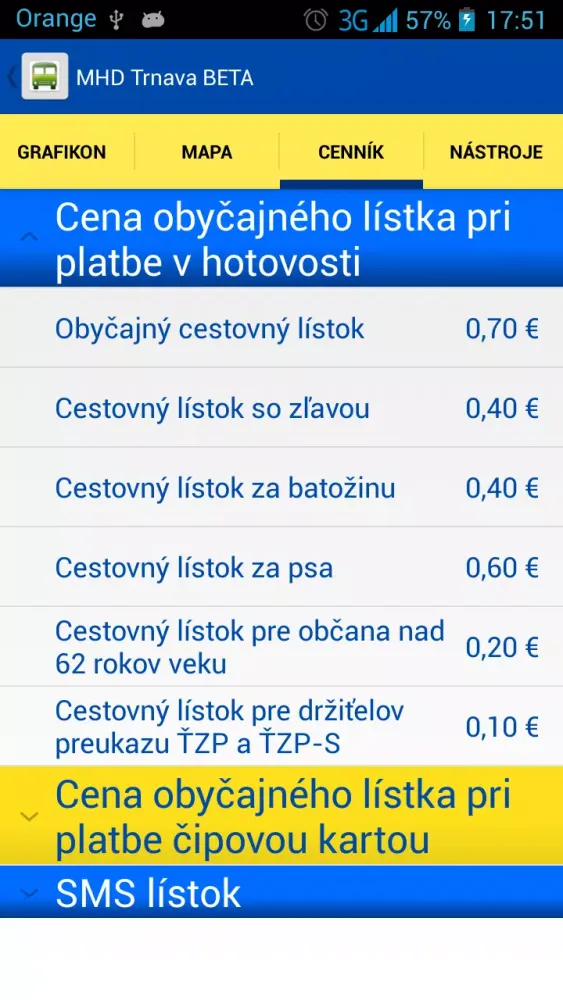 Captures d'écran de MHD Trnava BETA - NEAKTUÁLNE