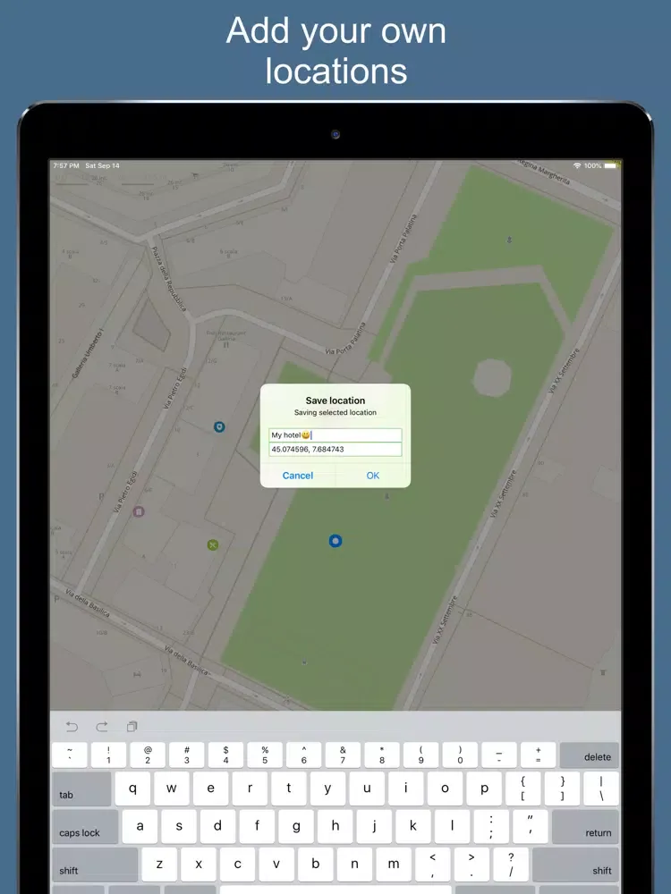 Capturas de tela do Turin 2020 — offline map iPad 