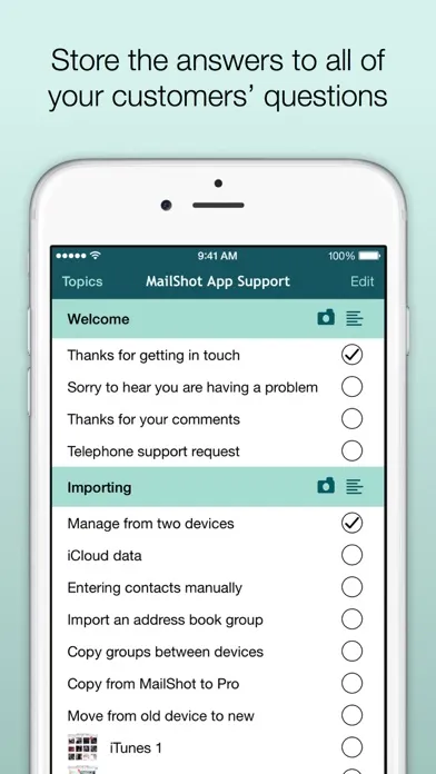 Captures d'écran de FAQ: Support Your Customers