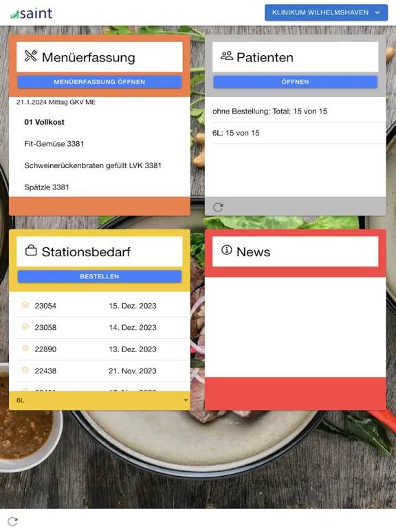 SAINT KH Menüerfassung iPad  Screenshots