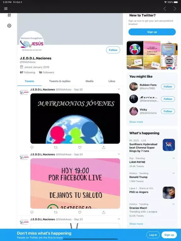 Tangkapan skrin Radio Justo a Tiempo iPad 