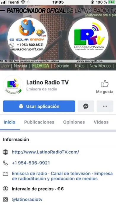 Tangkapan skrin Latino Radio TV
