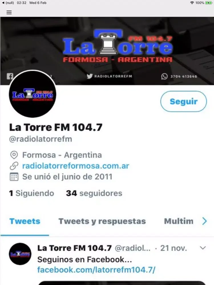 Captures d'écran de La Torre FM 104.7 Mhz iPad 