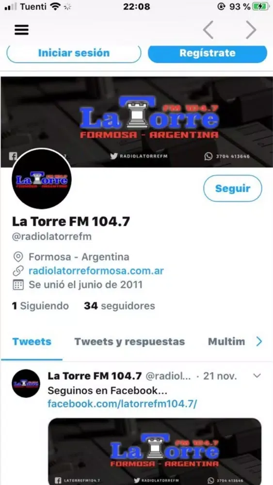 Captures d'écran de La Torre FM 104.7 Mhz