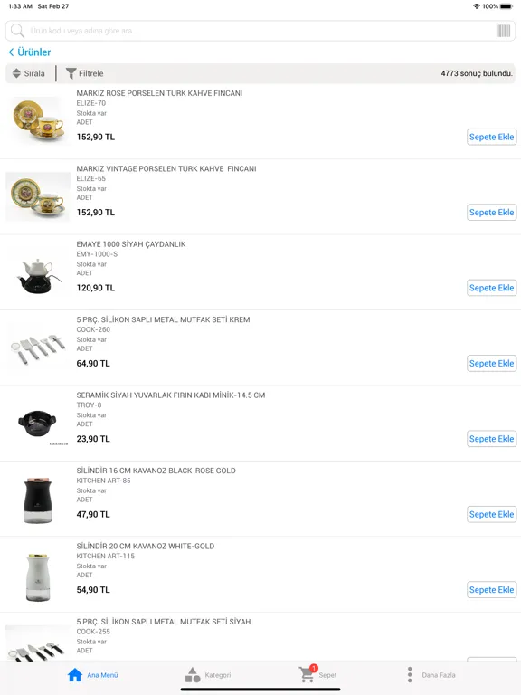 Sembol Home B2B iPad  Ekran Görüntüleri