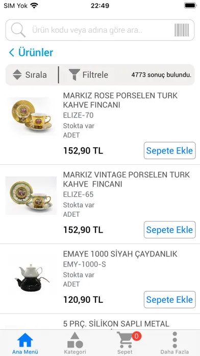 Sembol Home B2B Ekran Görüntüleri