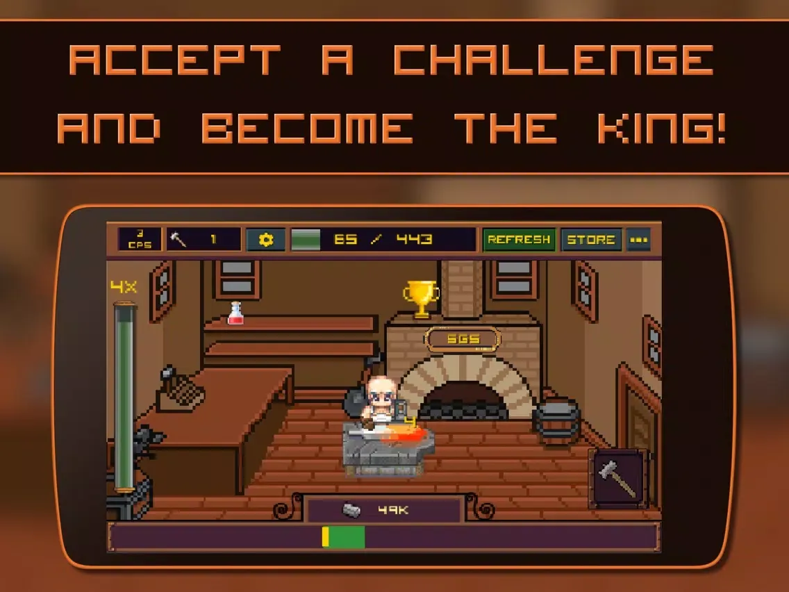 Capturas de pantalla de King of Smiths: Clicker game - 8-bit idle game about a blacksmith iPad 