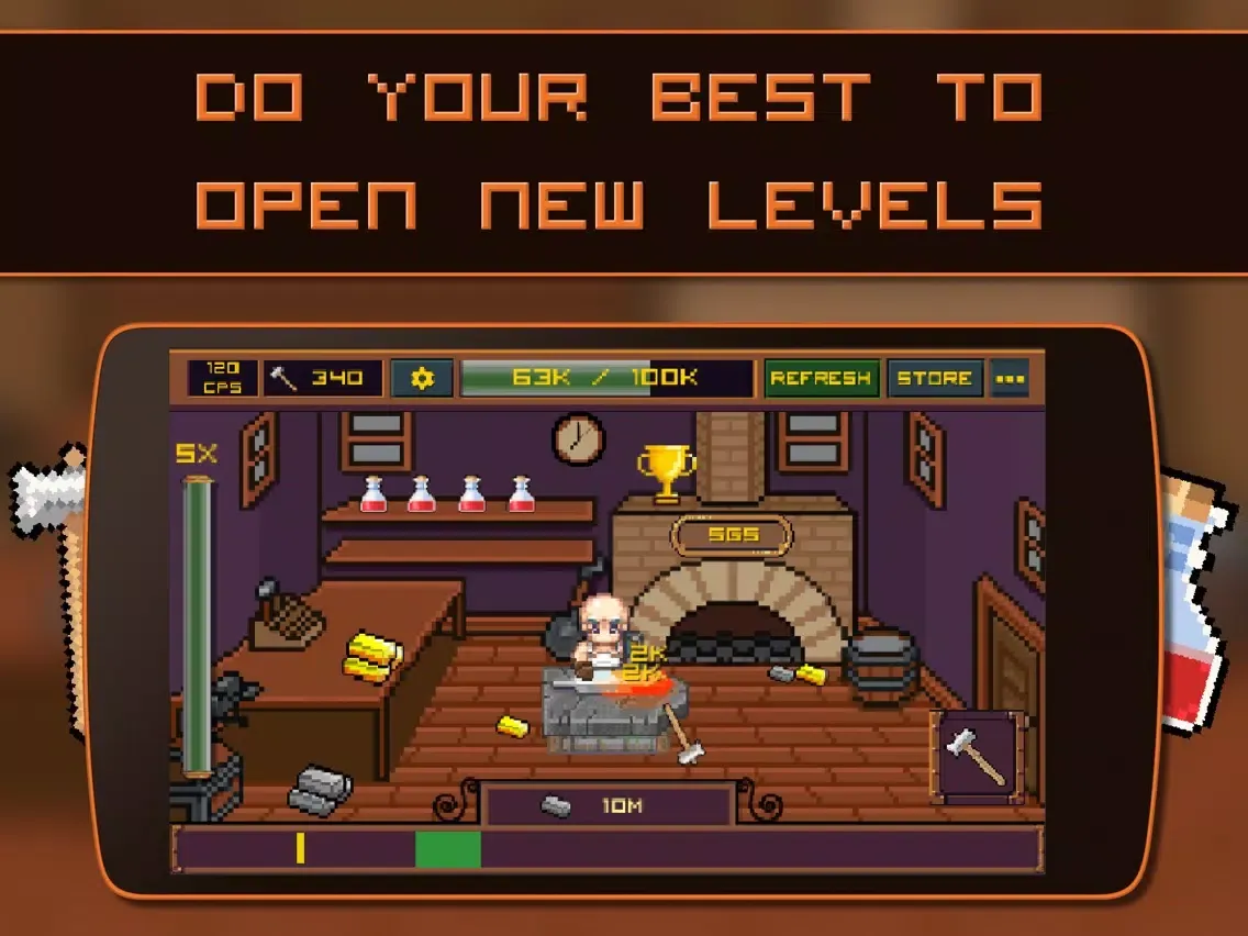 Capturas de pantalla de King of Smiths: Clicker game - 8-bit idle game about a blacksmith iPad 