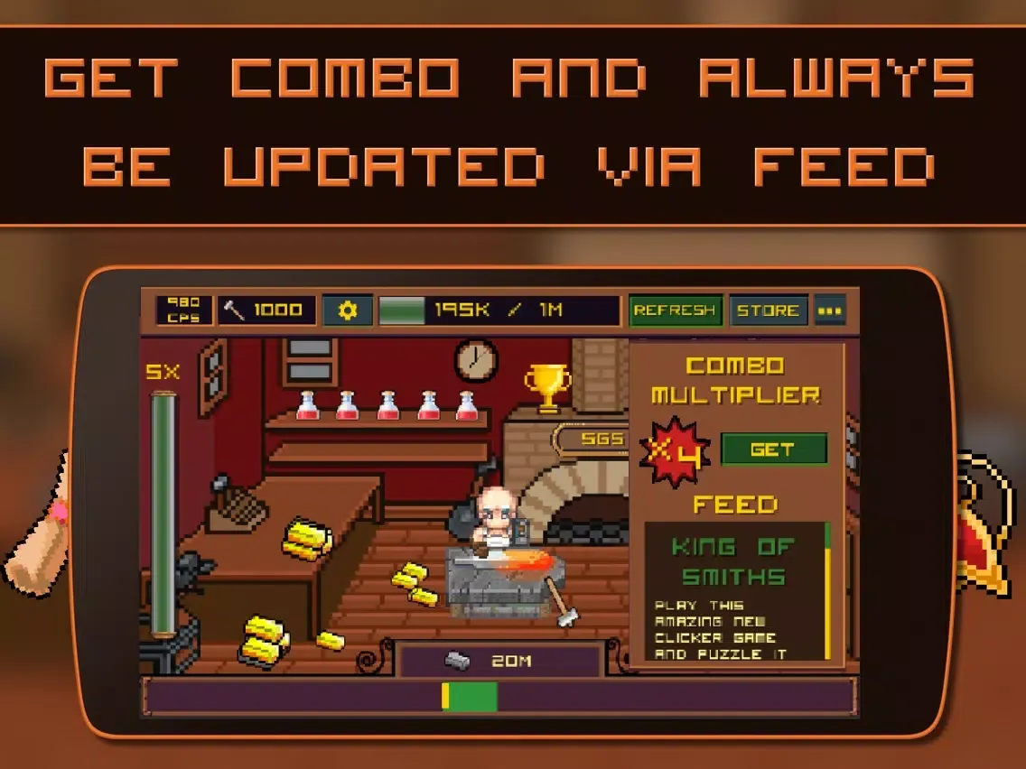 Capturas de pantalla de King of Smiths: Clicker game - 8-bit idle game about a blacksmith iPad 