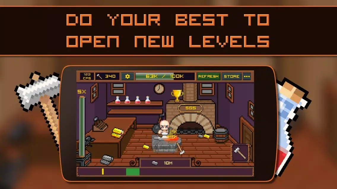 Capturas de pantalla de King of Smiths: Clicker game - 8-bit idle game about a blacksmith