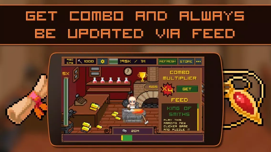 Capturas de pantalla de King of Smiths: Clicker game - 8-bit idle game about a blacksmith