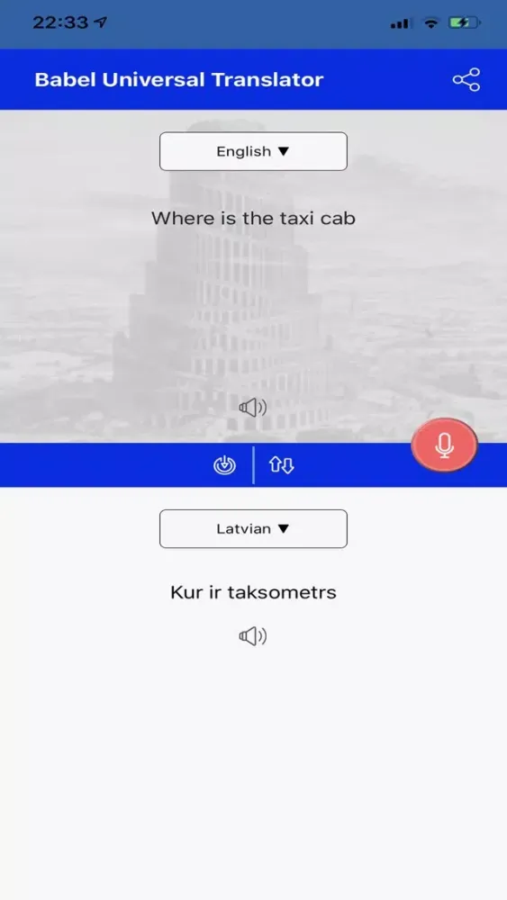 Tangkapan skrin Babel Universal Translator