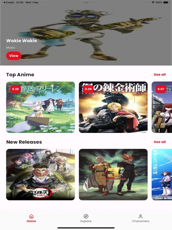 Tangkapan skrin Anime Wiki: Tracking the Anime iPad 