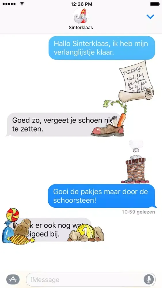 Tangkapan skrin Sinterklaas voor iMessage