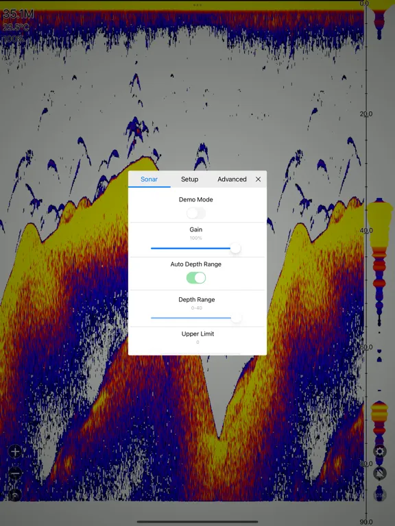 Tangkapan layar sonar fish iPad 