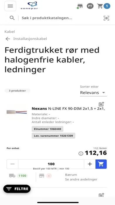 Ảnh chụp màn hình của Sonepar Norge