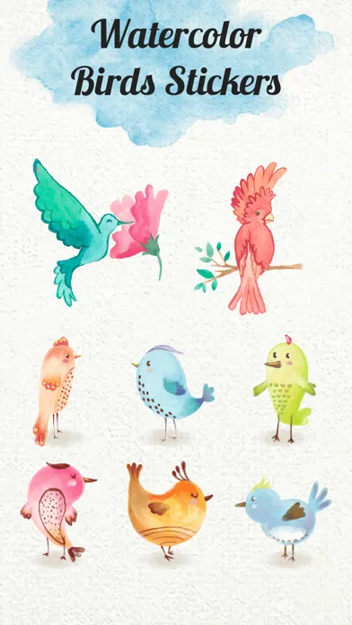 Watercolor Cute Birds Stickers سکرین شاٹس