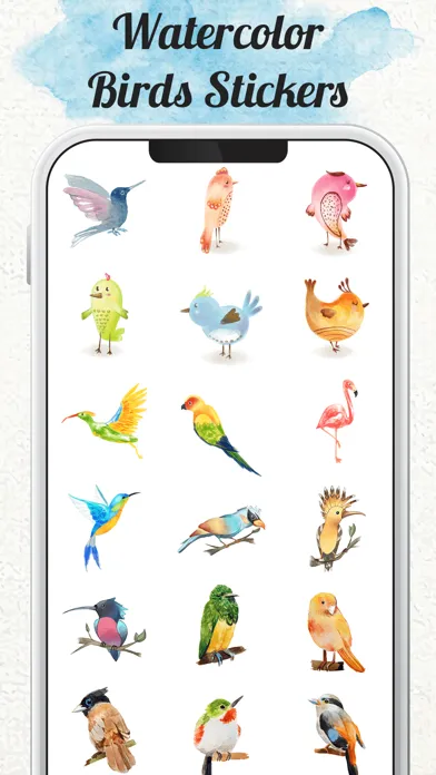 Watercolor Cute Birds Stickers سکرین شاٹس
